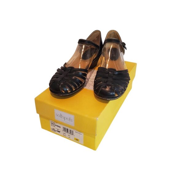 NWT COMFORTIVA SZ 9.5 Women's SoftSpots Tatianna Leather Sandal in Black - Picture 9 of 13